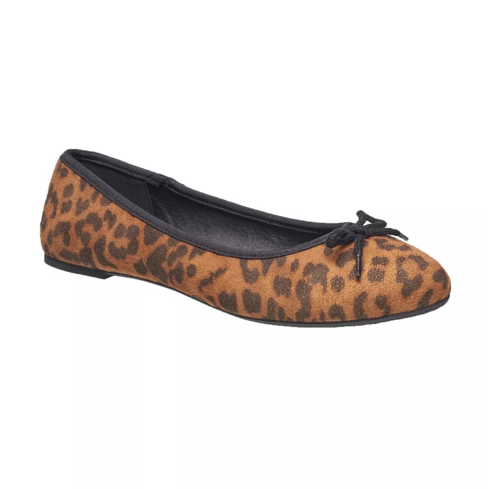 French Connection Leopard Ballet Flat in Brown and Black Trim